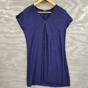 Madewell SZ S Navy Blue Short Sleeve V-Neck Shirt Shift Dress Casual